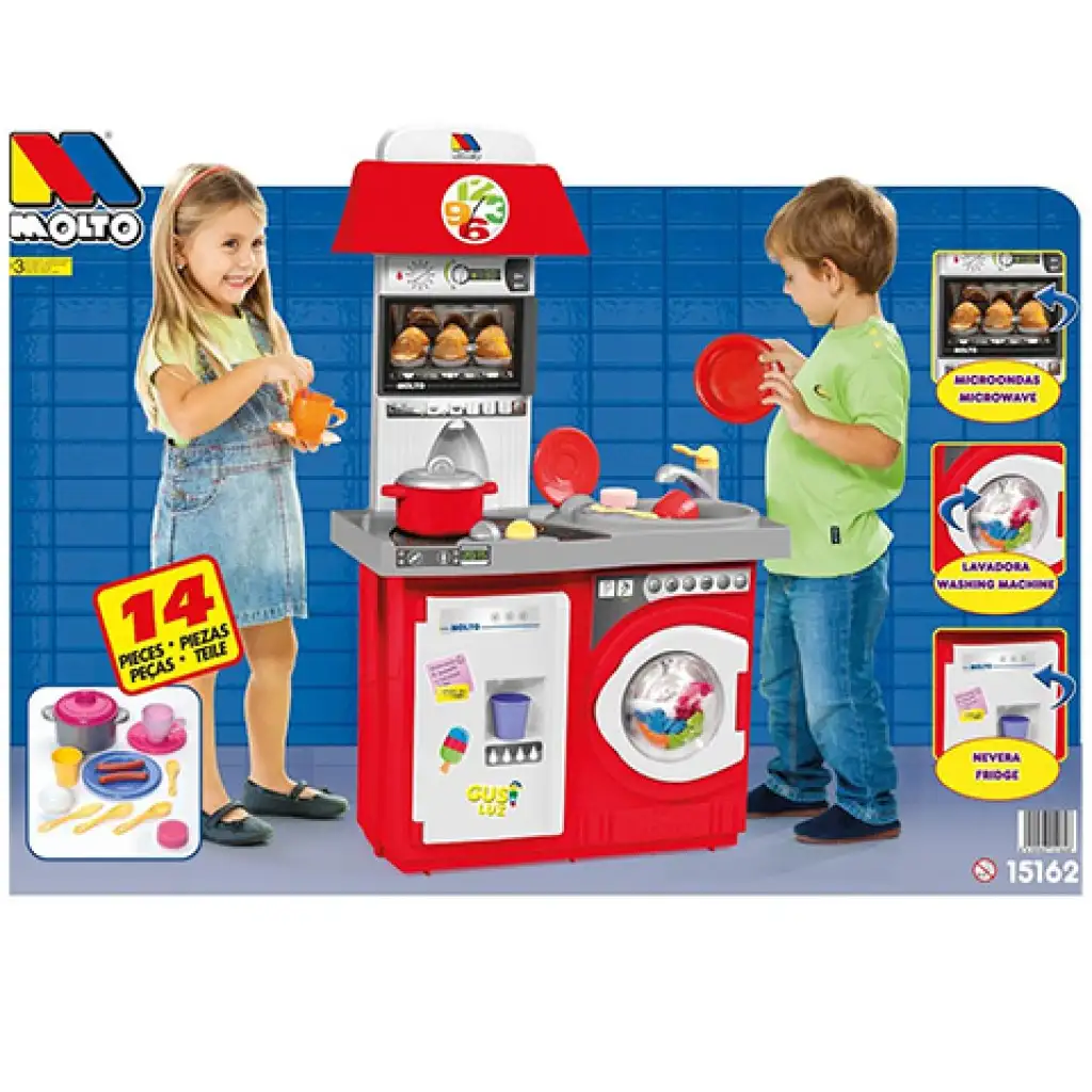Molto: Червена играчка кухня 14бр. комплект 27x57x97см изображение 1