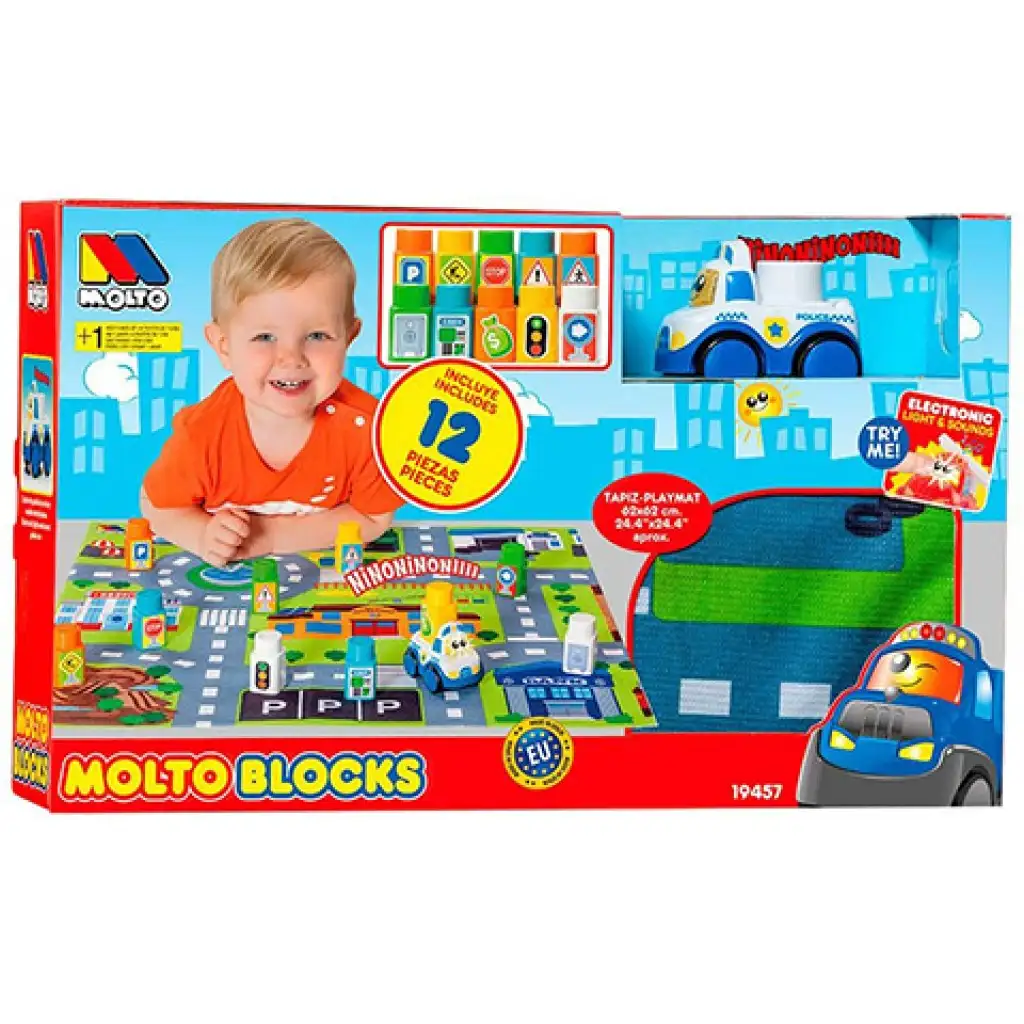 Molto: Игрална постелка с строителни блокчета 12бр 62x62см изображение 1