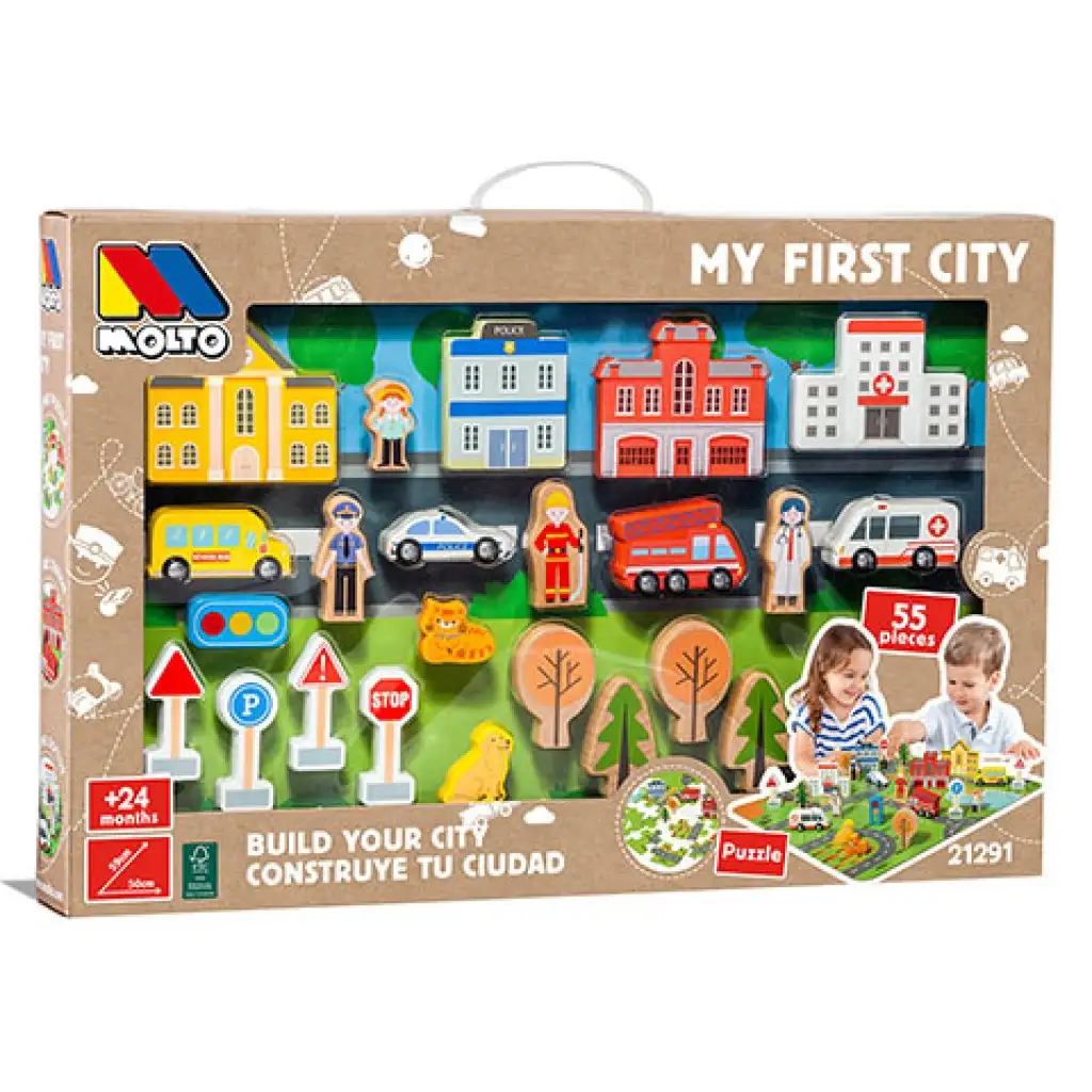 Molto: Nature My First градска дървена играчка комплект 55бр. изображение 1