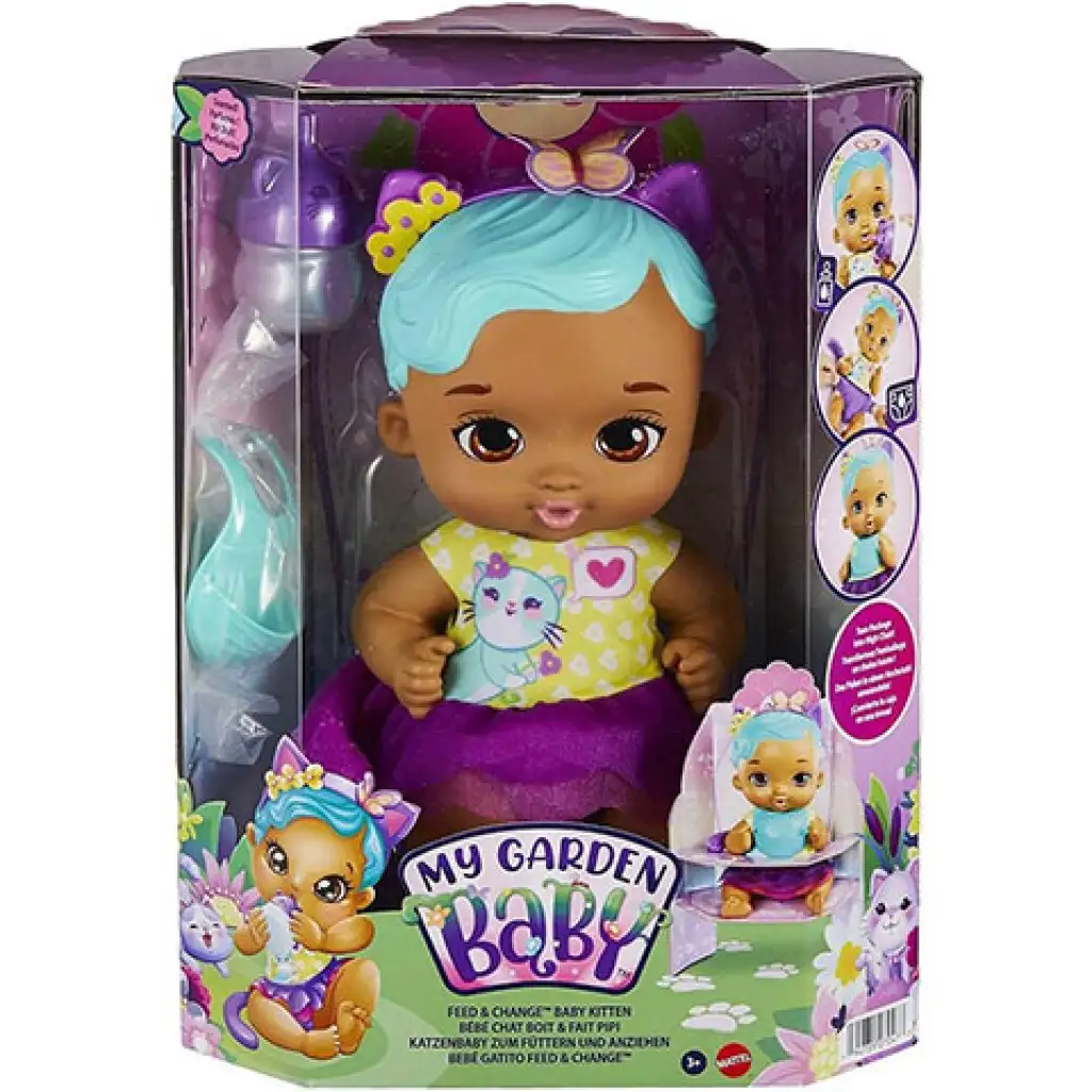 My Garden Baby: Еди-Беби грижа - Тюркоазена котка бебе 30см - Mattel изображение 1