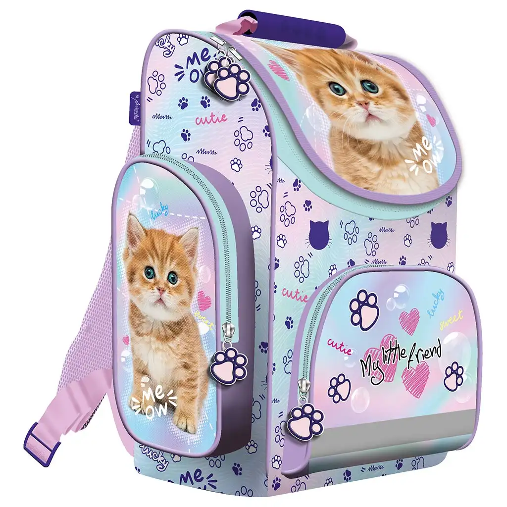 My Little Friend - Пастелна Кити котешка ергономична ученическа раница, раница 35,5x27,5x16cm изображение 1