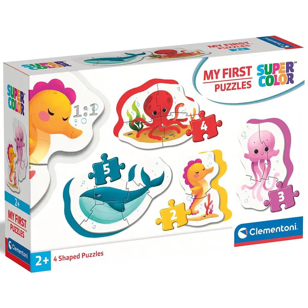 MyFirst Пъзел: 4 в 1 подводни животни Supercolor бебешки пъзел - Clementoni изображение 1