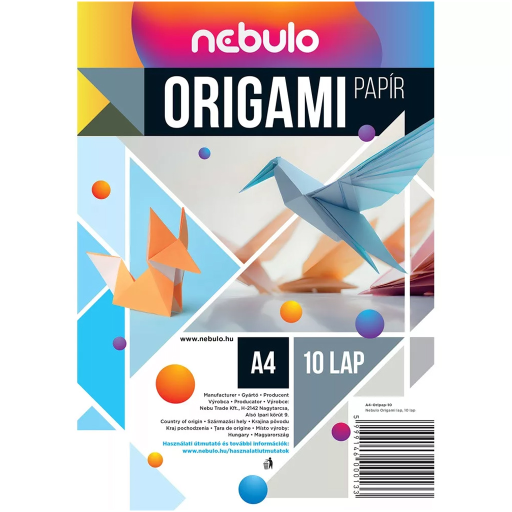 Nebulo: Оригами листове A/4 размер 10бр 80г изображение 1