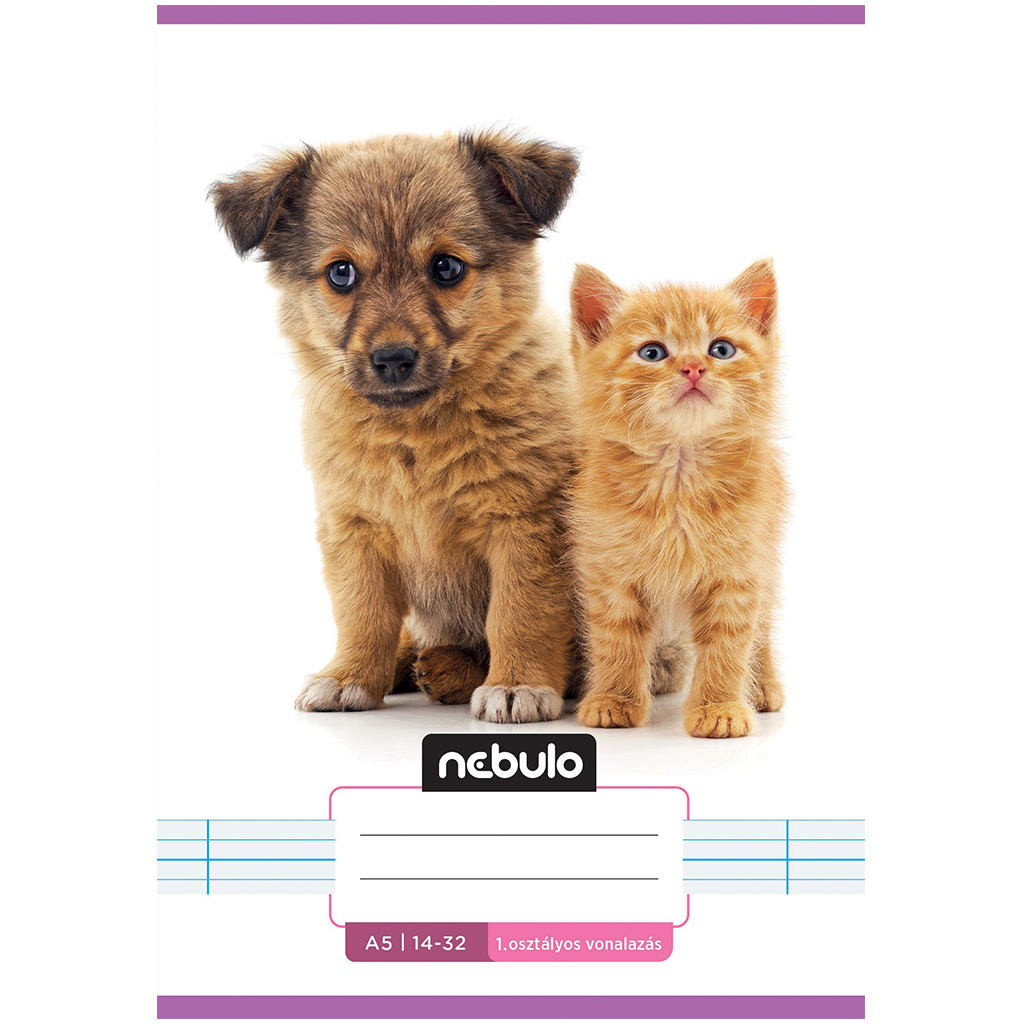 Nebulo: Плътно 1. клас куче и коте с шарка тетрадка 14-32 A/5 изображение 1