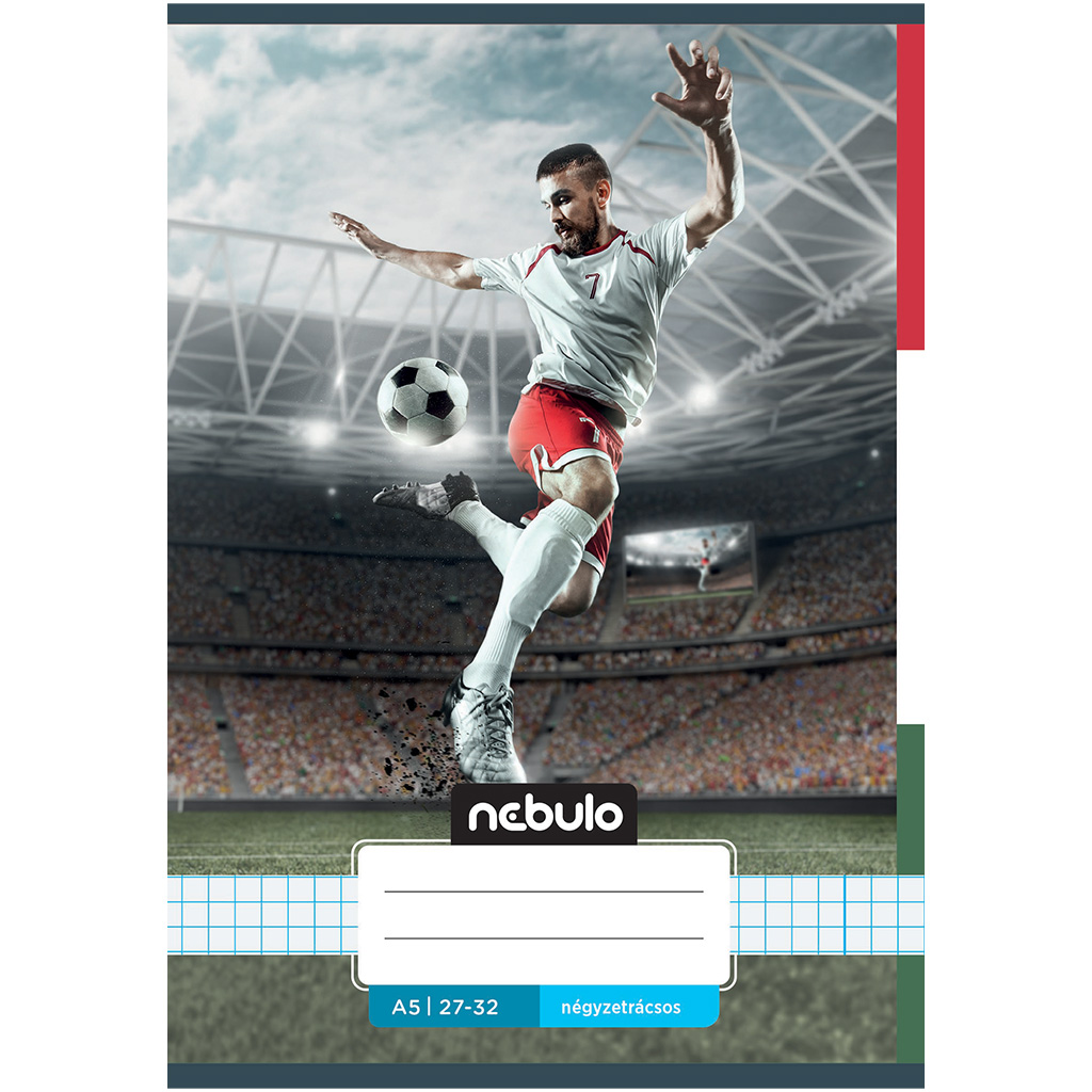 Nebulo: Тетрадка с квадратни клетки HUN с дизайн на футбол 27-32 A/5 изображение 1