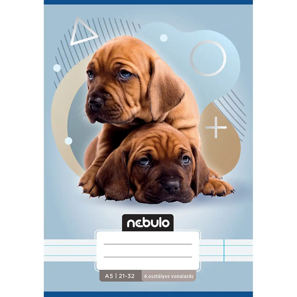 Nebulo: Тетрадка с линия за 4-ти клас с мотив две кучета A/5 21-32 изображение 1