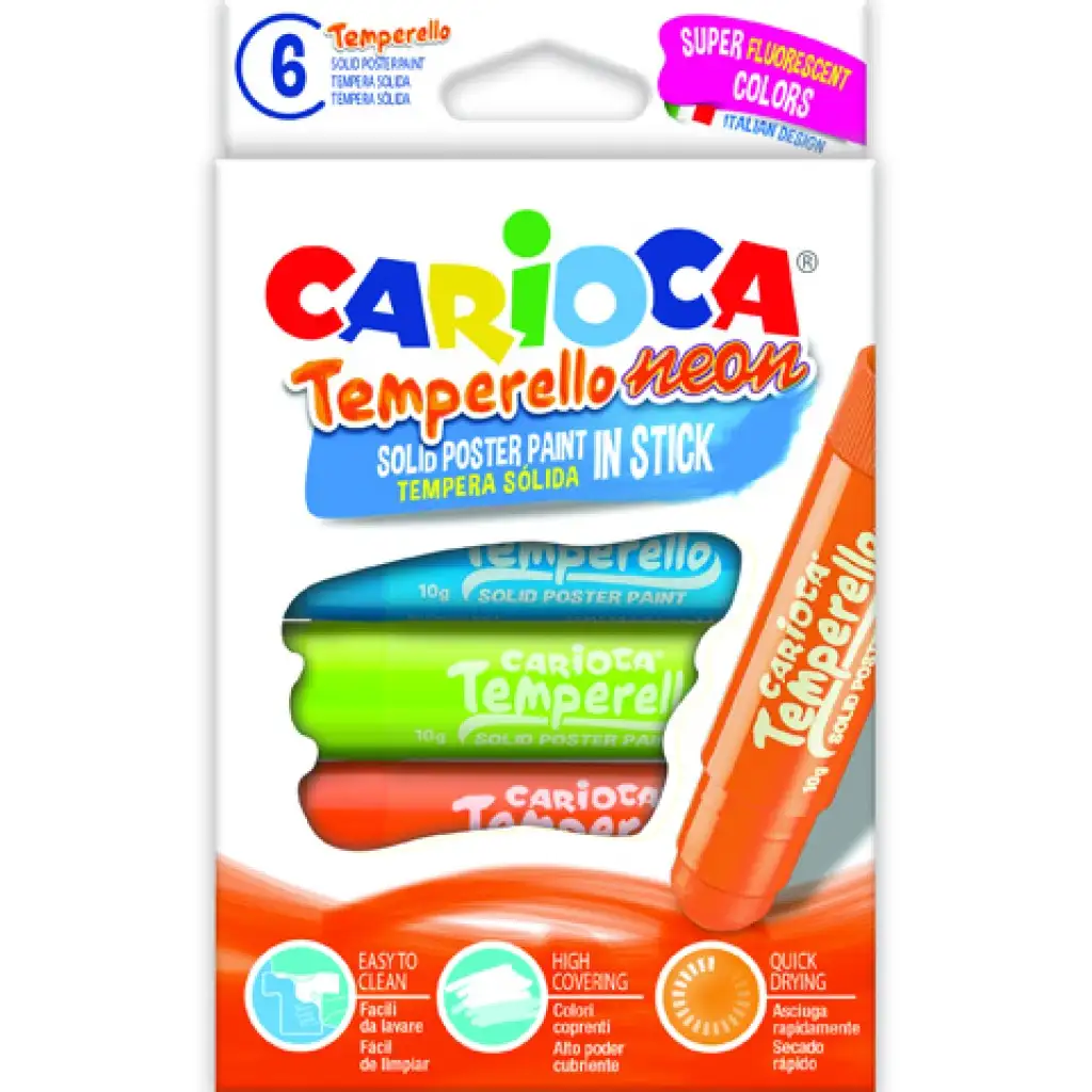 Неонови темперни моливи 6бр. комплект - Carioca изображение 1