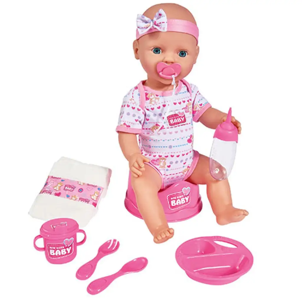 New Born Baby Пишкаща кукла с аксесоари 43см - Simba Toys изображение 2