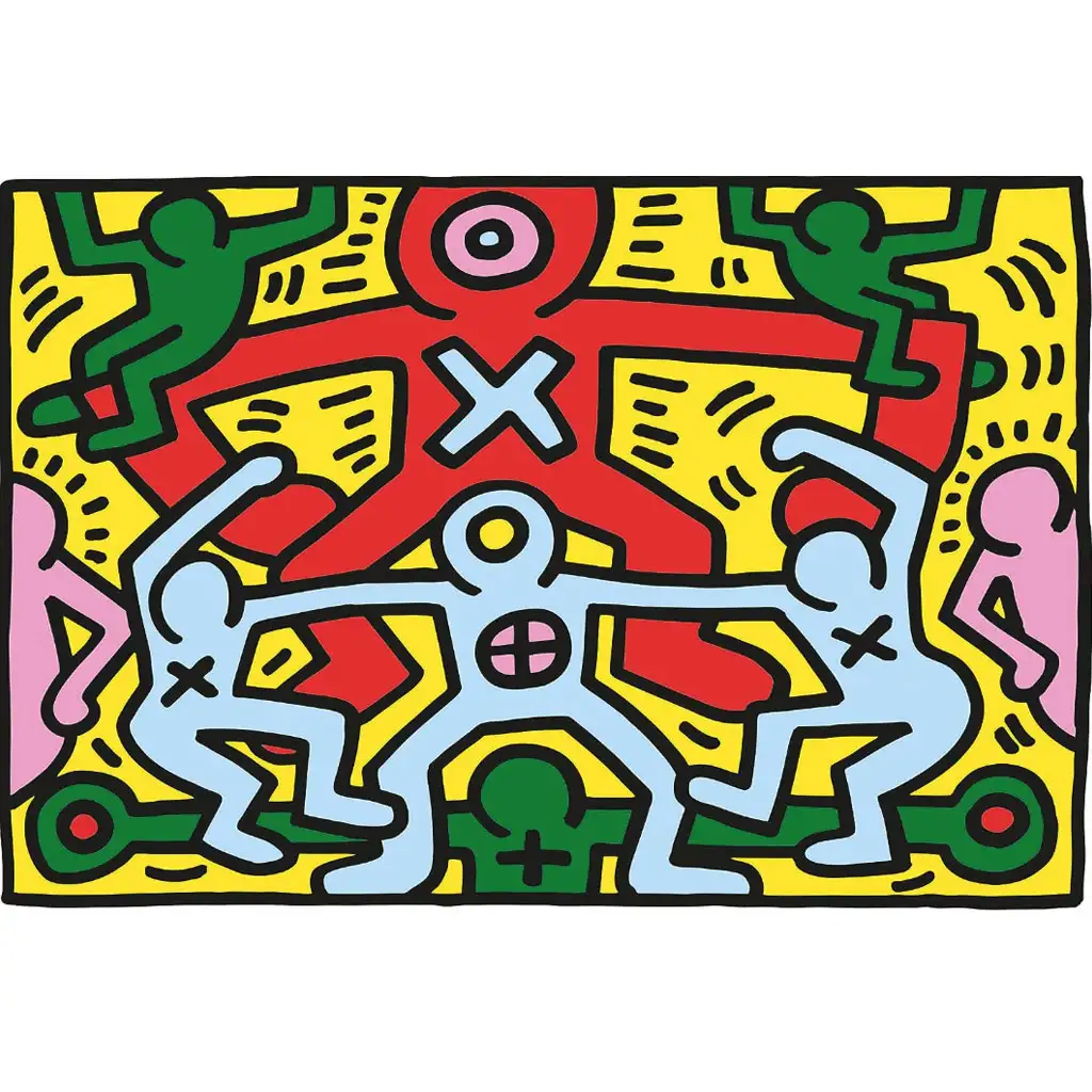 Novo Art: Keith Haring - Картина без заглавие 1000 части пъзел - Clementoni изображение 2