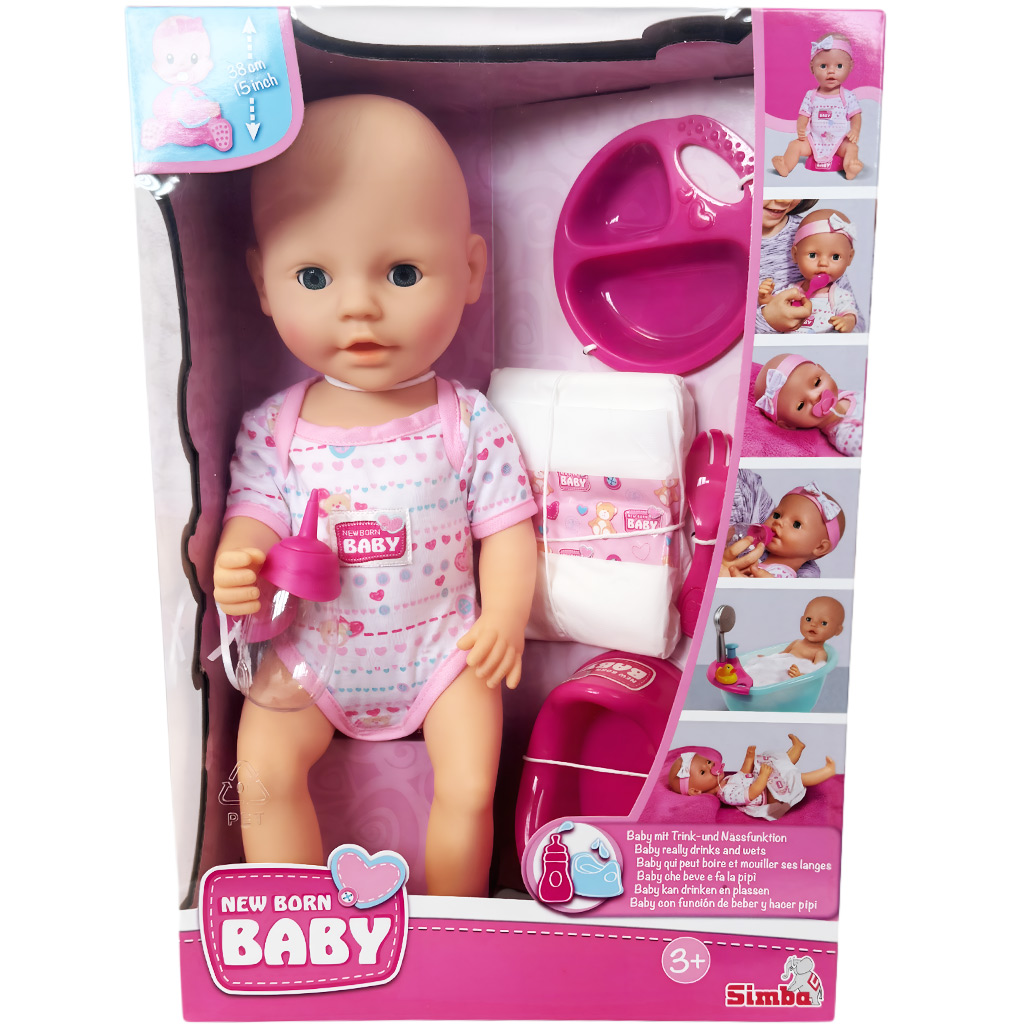 Новородено бебе Пишкаща кукла с аксесоари 38см - Simba Toys изображение 1