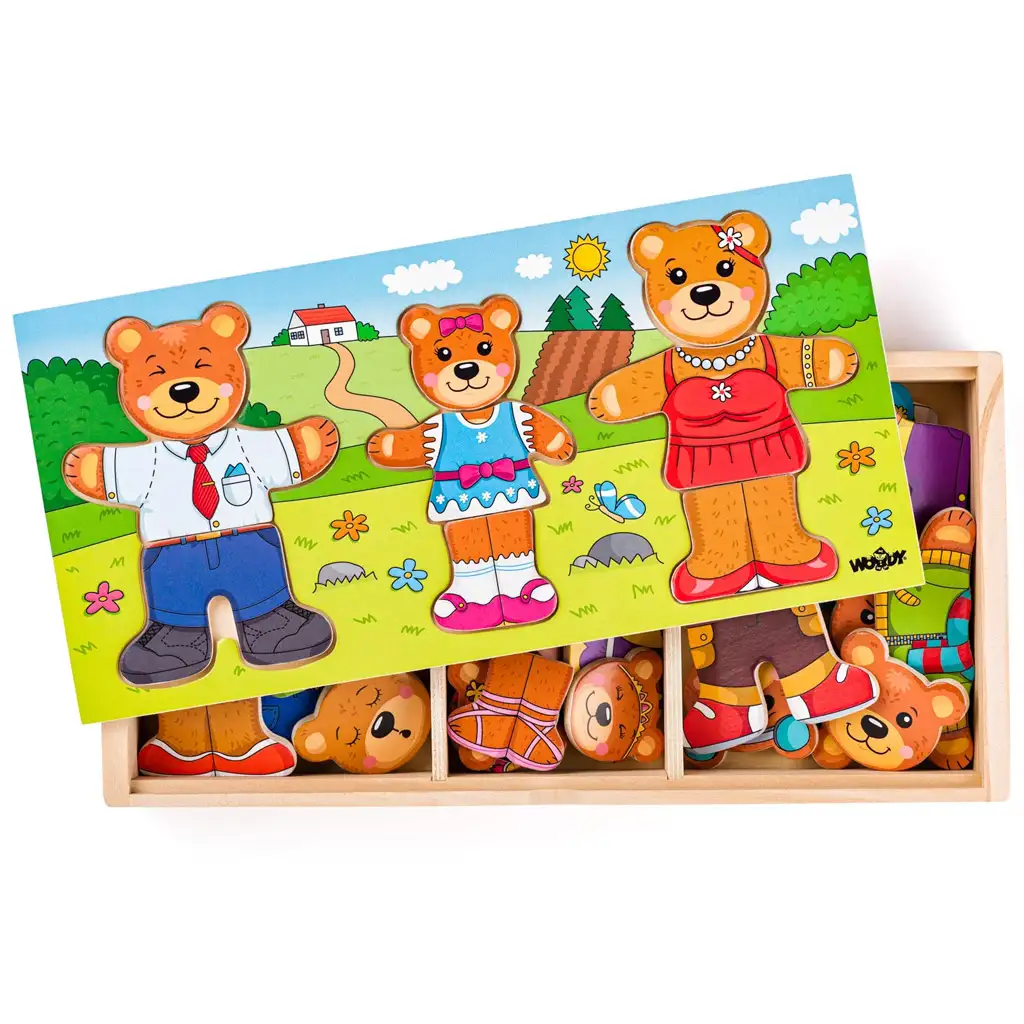 Облечена мечешка фамилия дървена пъзел - Woodyland изображение 2