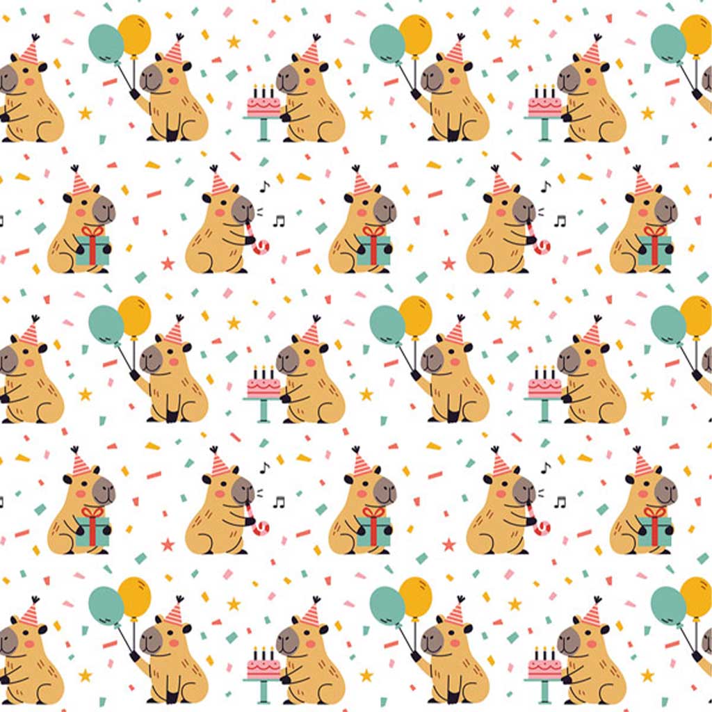 Опаковъчна хартия с капибара за рожден ден 100x70cm изображение 1