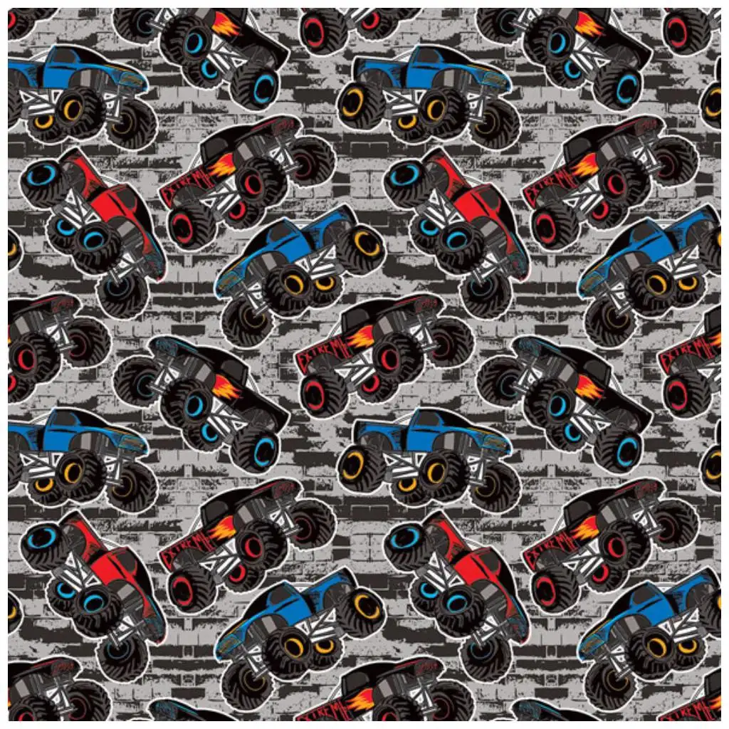 Опаковъчна хартия с Monster Truck мотиви 100x70см изображение 1