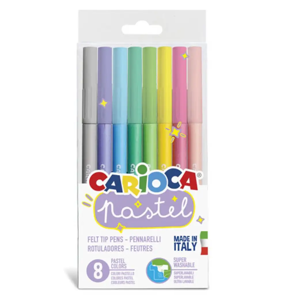 Пастелни цветни флумастери комплект 8 бр. - Carioca изображение 1