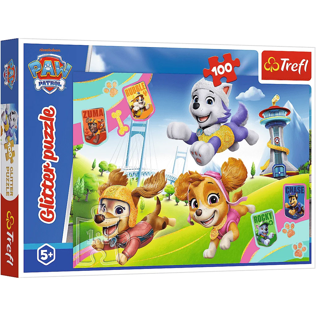 Пъзел с блестящи частици 100 бр. - Paw Patrol - Trefl изображение 1