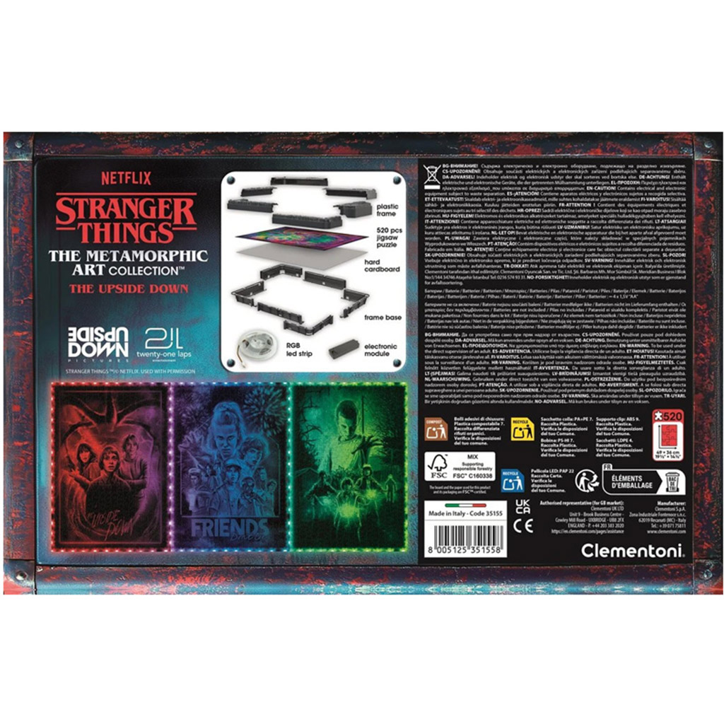 Пъзел Stranger Things с 520 части с рамка и RGB LED осветление – Clementoni изображение 3