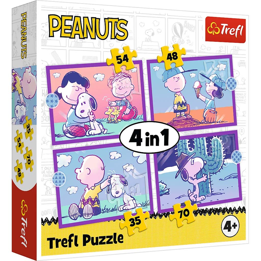 Peanuts Snoopy куче ден 4 в 1 пъзел 35-48-54-70бр - Trefl изображение 1