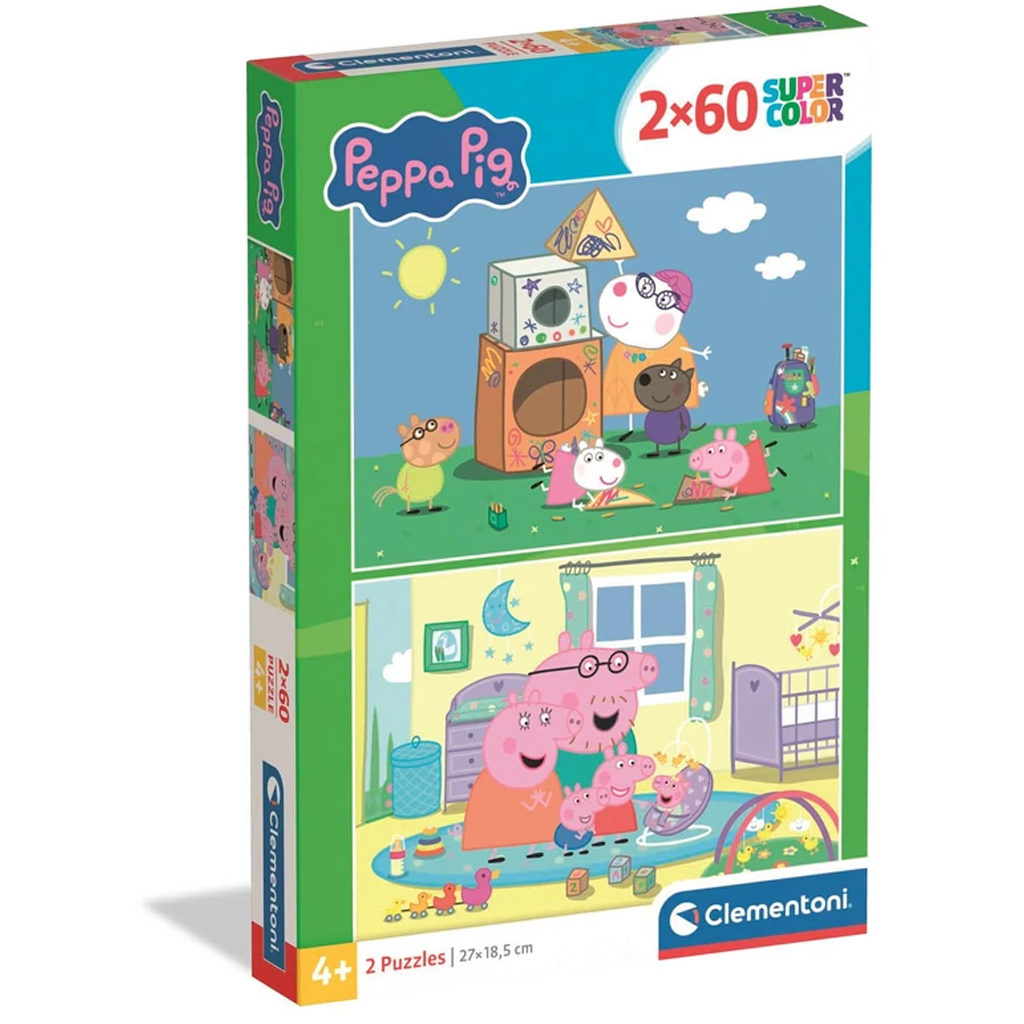 Peppa Pig 2x60бр. Supercolor пъзел - Clementoni изображение 1