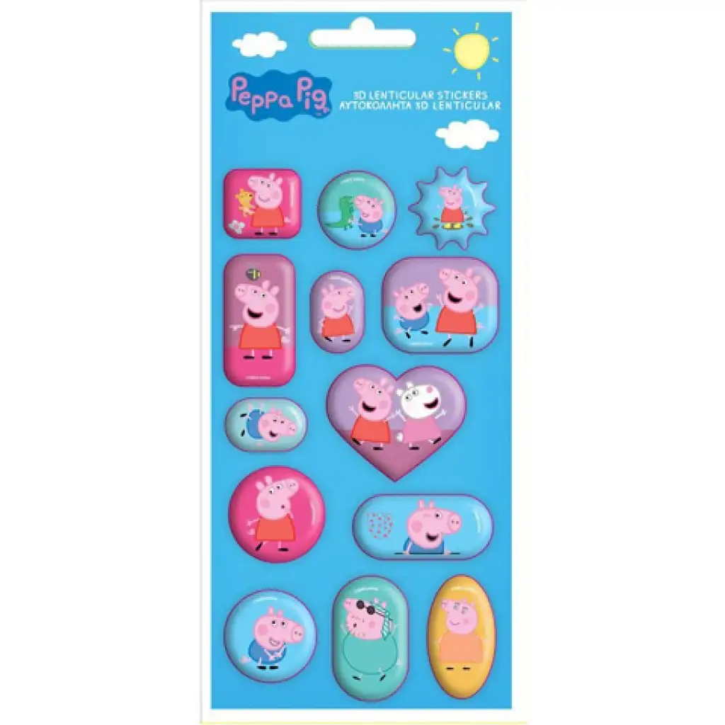 Peppa прасенце 3D холограмна 13бр. стикер комплект изображение 1