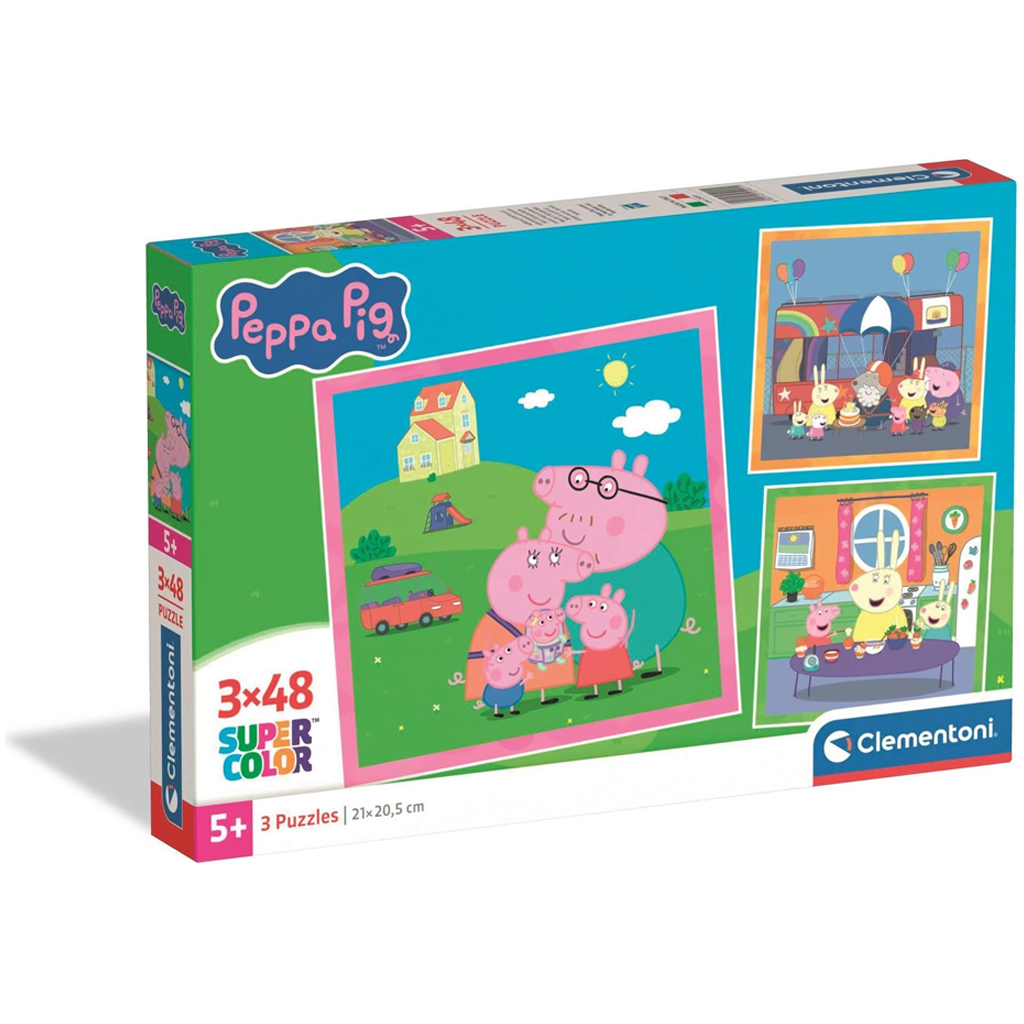 Peppa прасенце 3x48бр. Super Color пъзел - Clementoni изображение 1