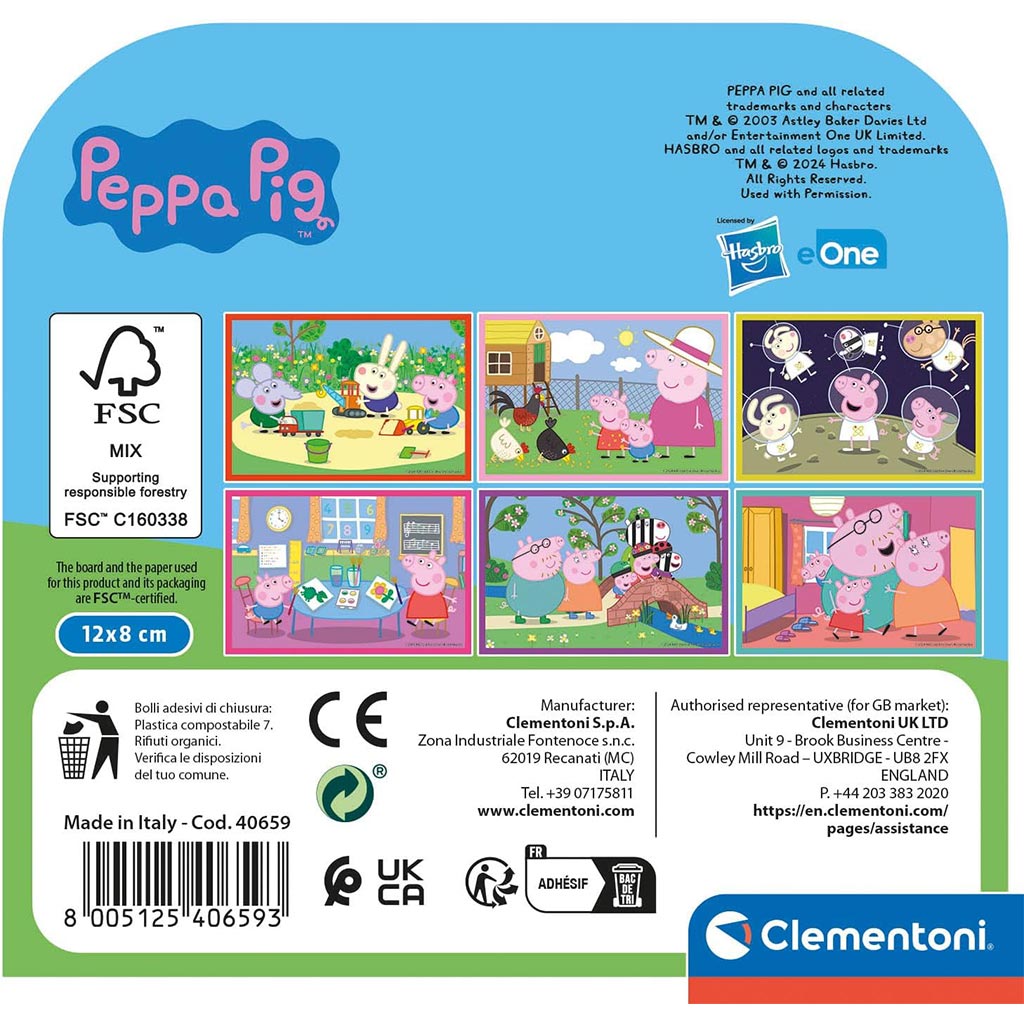Peppa прасенце 6бр. приказни кубчета - Clementoni изображение 2