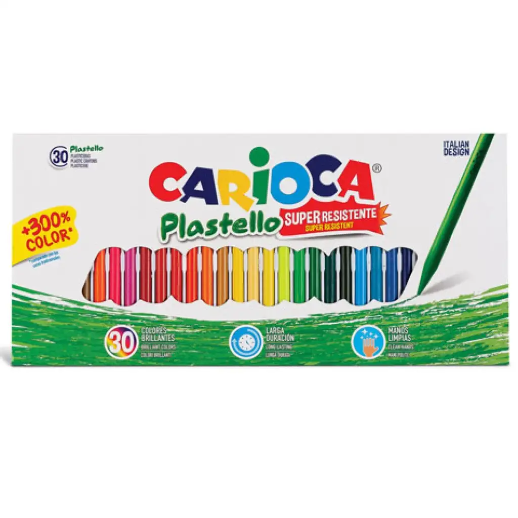 Пластело восъчни цветни моливи 30 броя комплект - Carioca изображение 1