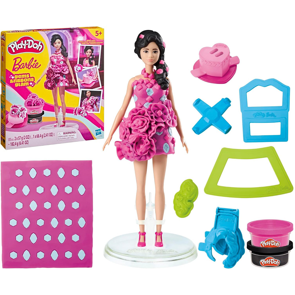 Play-Doh: Barbie Блестящи бижута и ленти от глина с кукла – Hasbro изображение 1