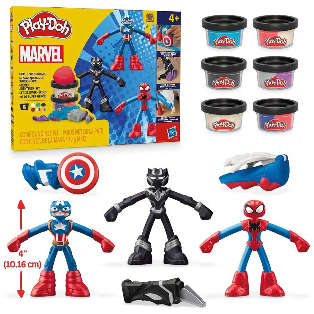 Play-Doh: Marvel Геройски приключения комплект с пластилин и 3 фигурки - Hasbro изображение 2