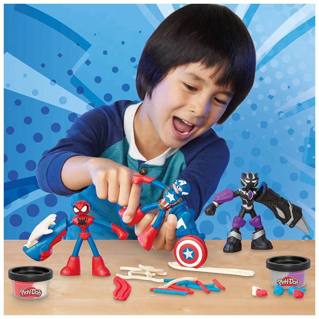 Play-Doh: Marvel Геройски приключения комплект с пластилин и 3 фигурки - Hasbro изображение 4