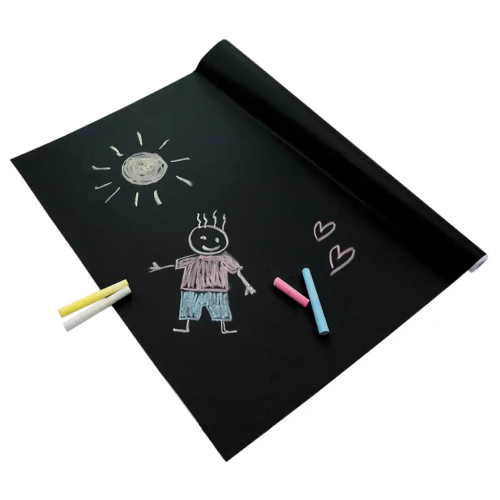 PlayBox: Черна дъска за тебешир с цветни тебешири 200x45cm изображение 2