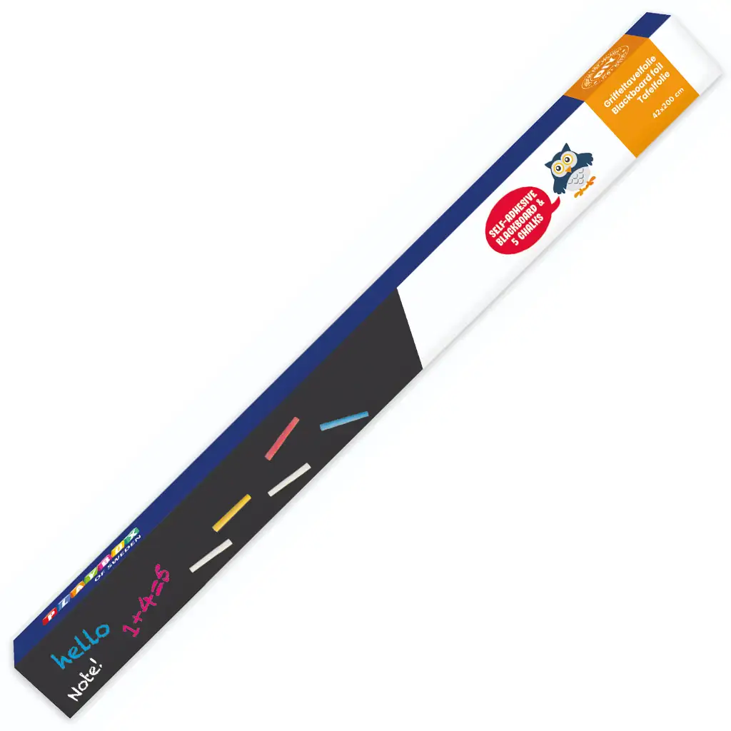 PlayBox: Черна дъска за тебешир с цветни тебешири 200x45cm изображение 1