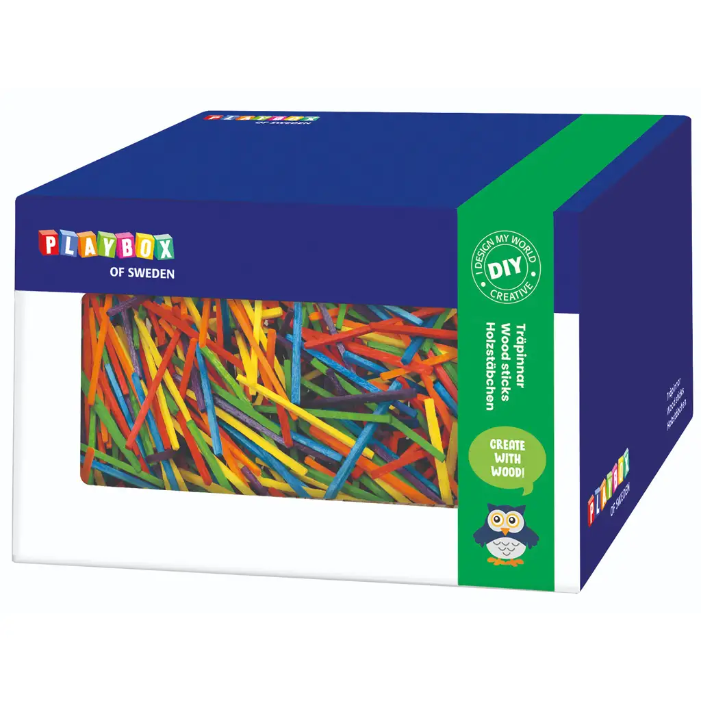 PlayBox: Цветен комплект дървени пръчки в кутия 350 грама изображение 1