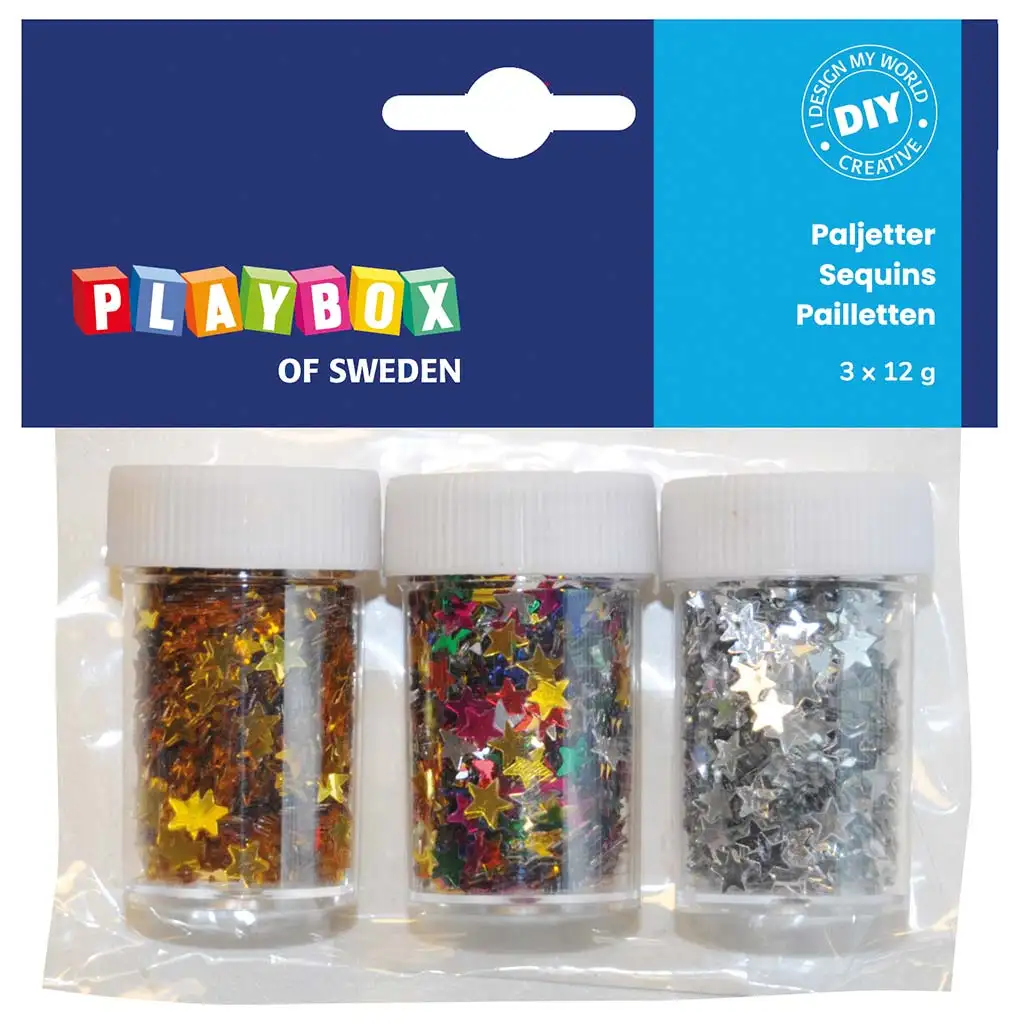 PlayBox: Декоративни звезди в различни цветове 3x12g пакет изображение 1