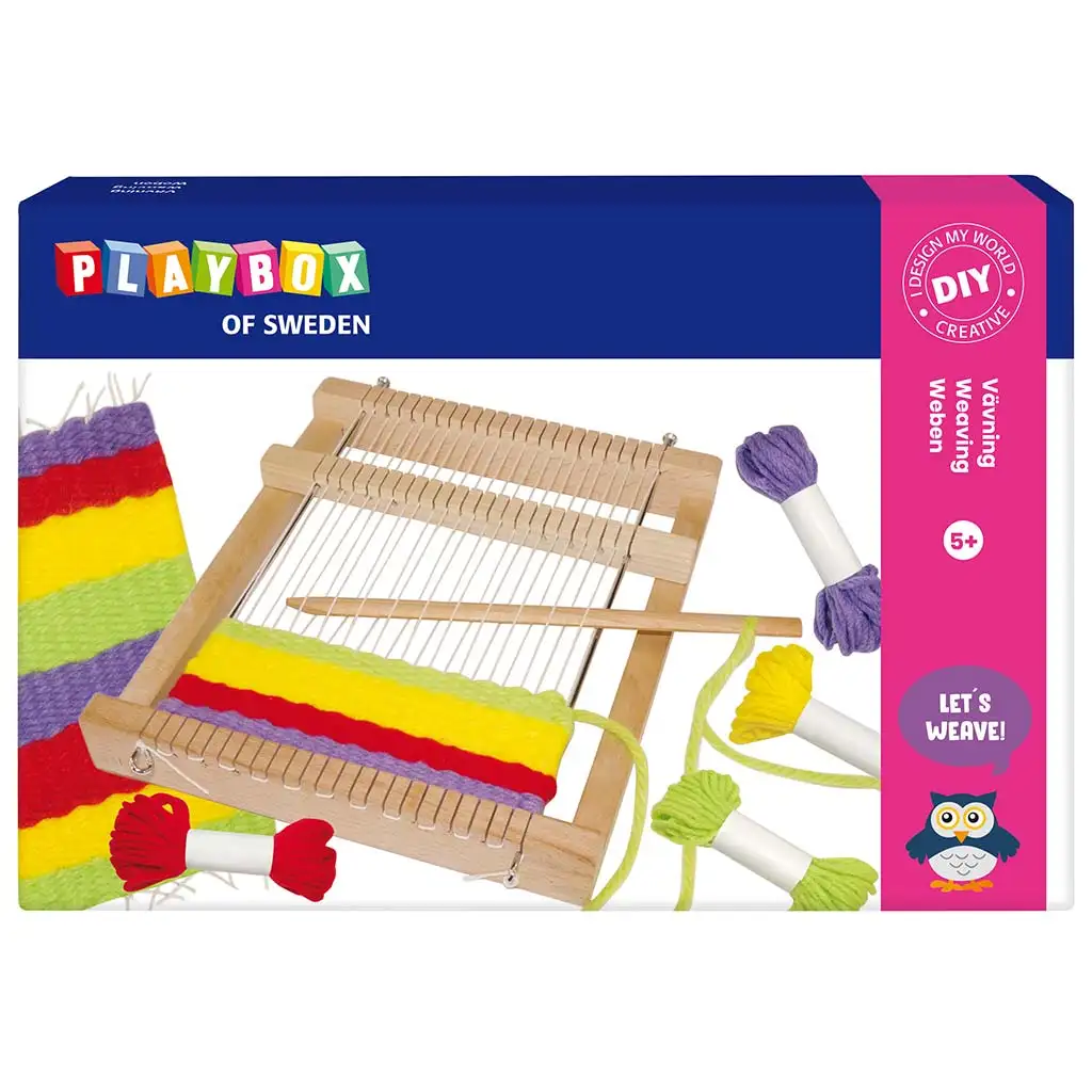 PlayBox: Комплект за тъкане с конци и квадратна тъкачна рамка изображение 1