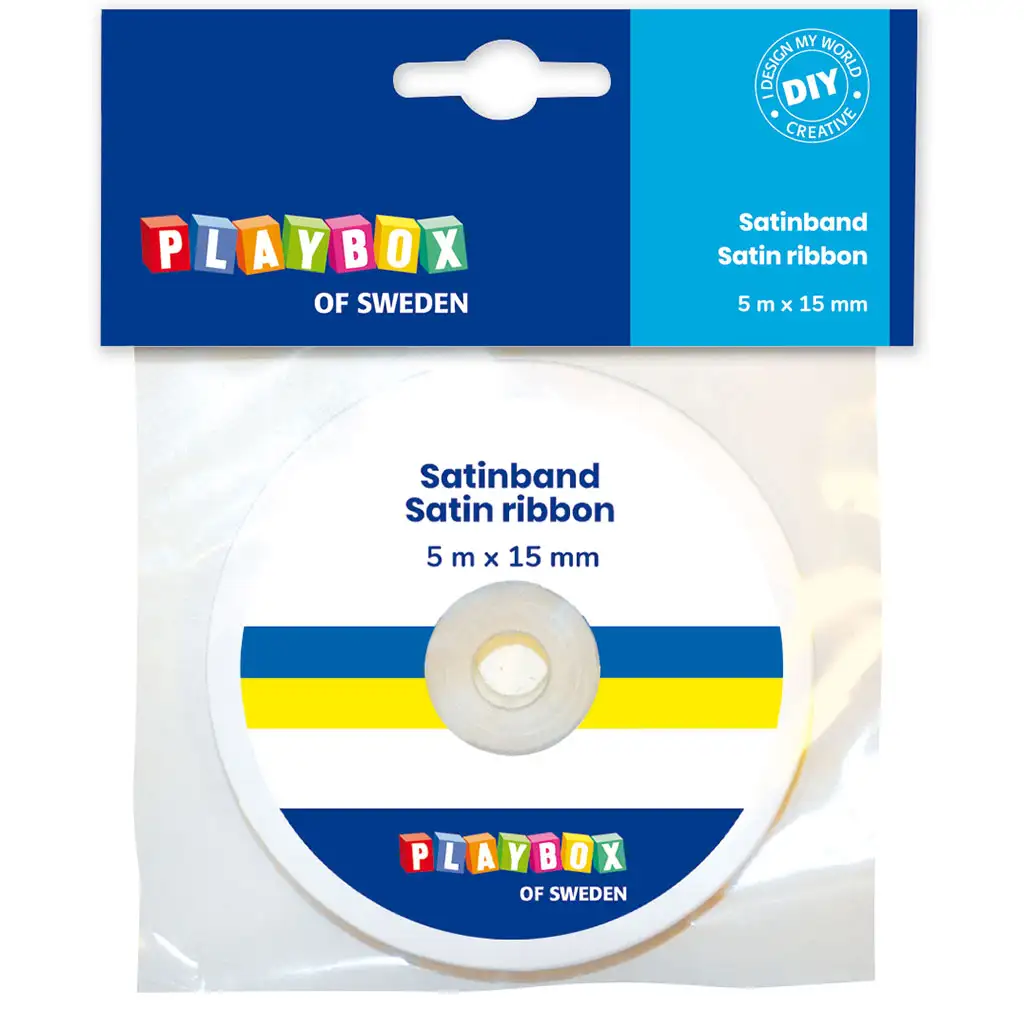 PlayBox: Синьо-жълта сатенена лента с ширина 15mm и дължина 5m изображение 1