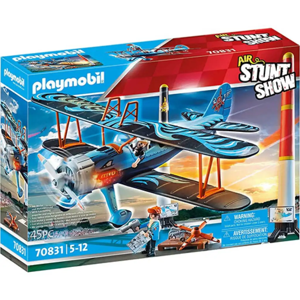 Playmobil: Air Stuntshow - "Феникс" двукрили самолет с звук (70831) изображение 1