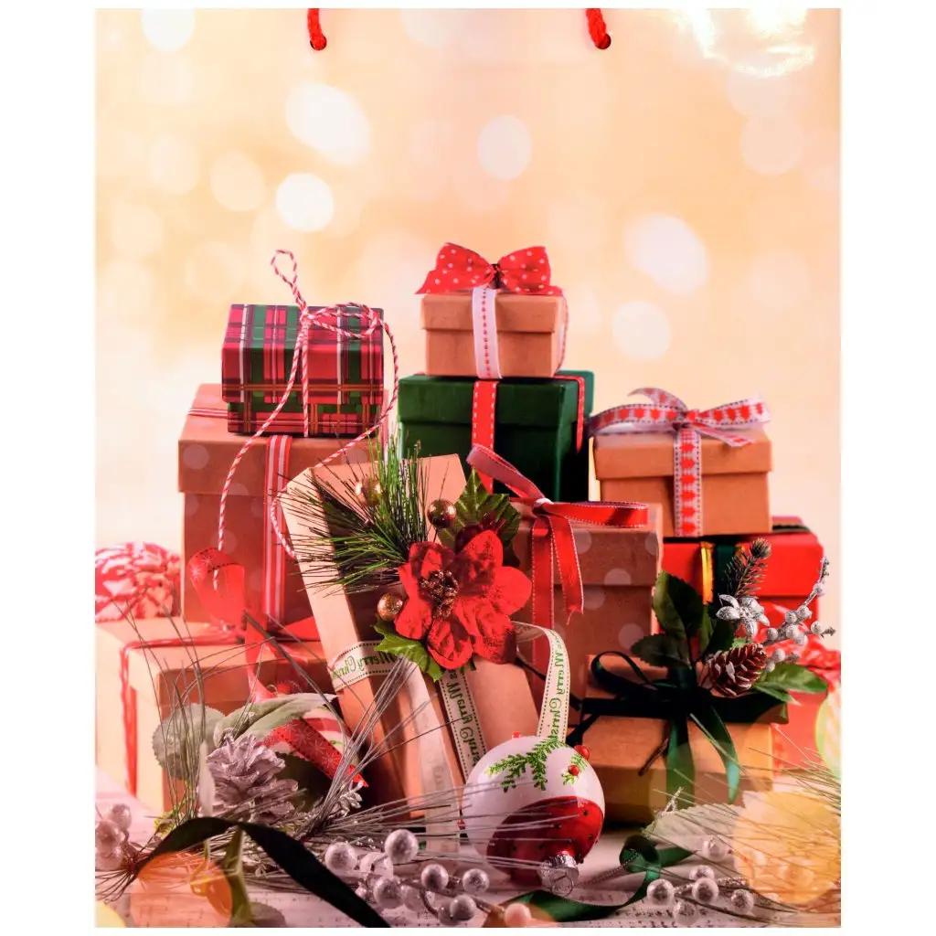 Подаръчна чанта с коледен мотив 26x32x12,5cm изображение 1