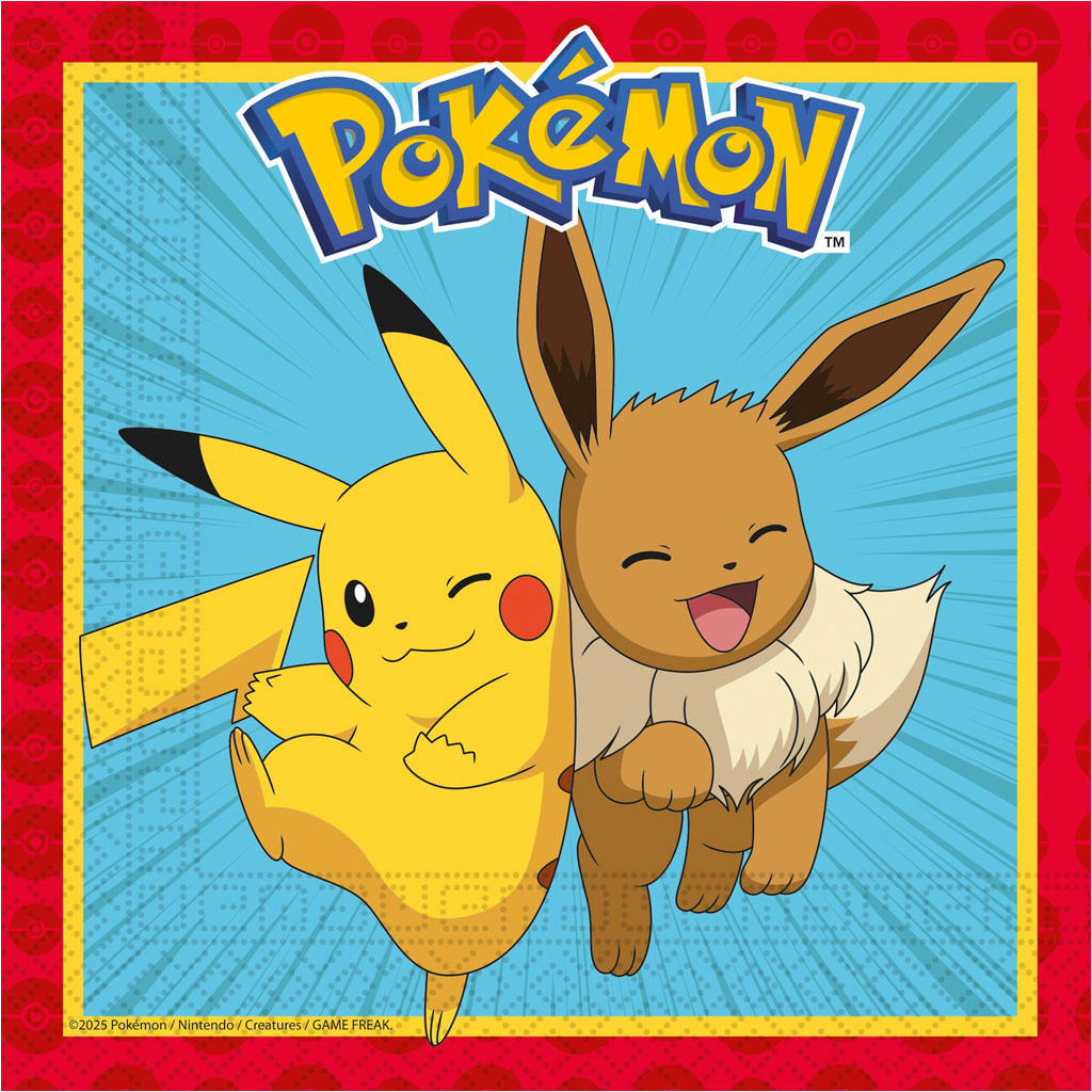 Pokémon хартиена салфетка комплект - 2 слоя, 33x33см, 20бр изображение 1