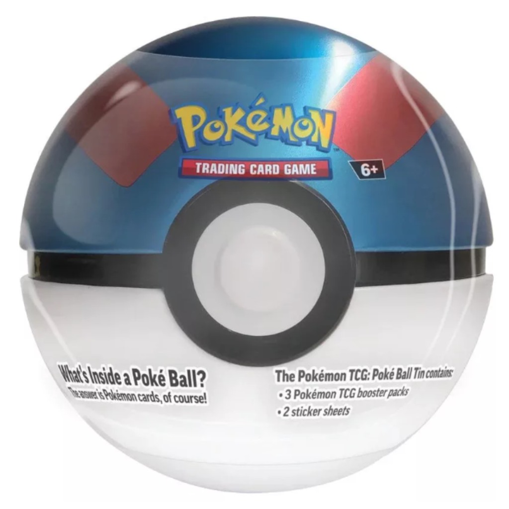 Pokémon TCG 2024 Poké Ball Tin – Метална кутия с форма на Покебол с 3 бустера в различни варианти изображение 5