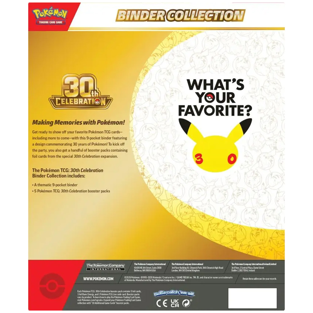 Pokémon TCG: Колекция за 30-та годишнина – 9 джобна колекция с бустер пакети изображение 3