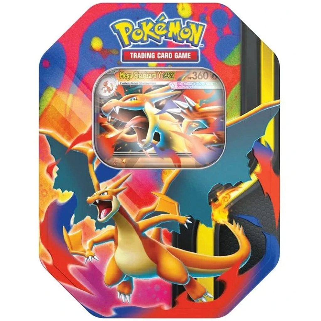Pokémon TCG: Мега Чаризард Тин пакет с карти в метална кутия в два варианта 1бр изображение 1