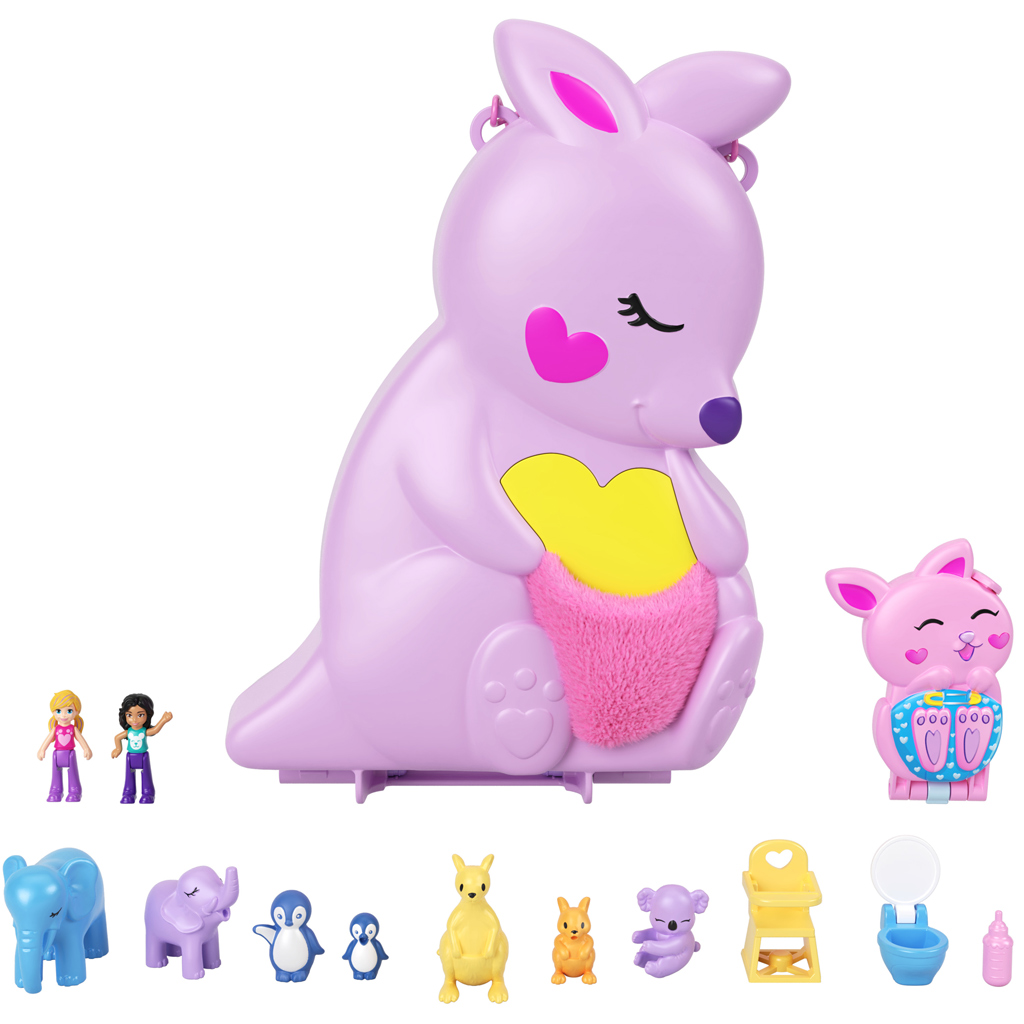Polly Pocket Кенгурска чанта с животни - Mattel изображение 2