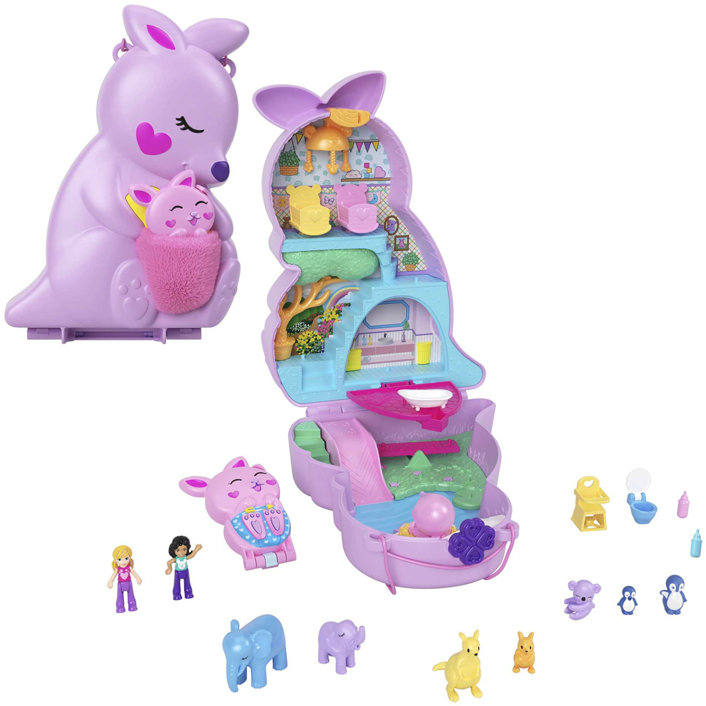 Polly Pocket Кенгурска чанта с животни - Mattel изображение 3