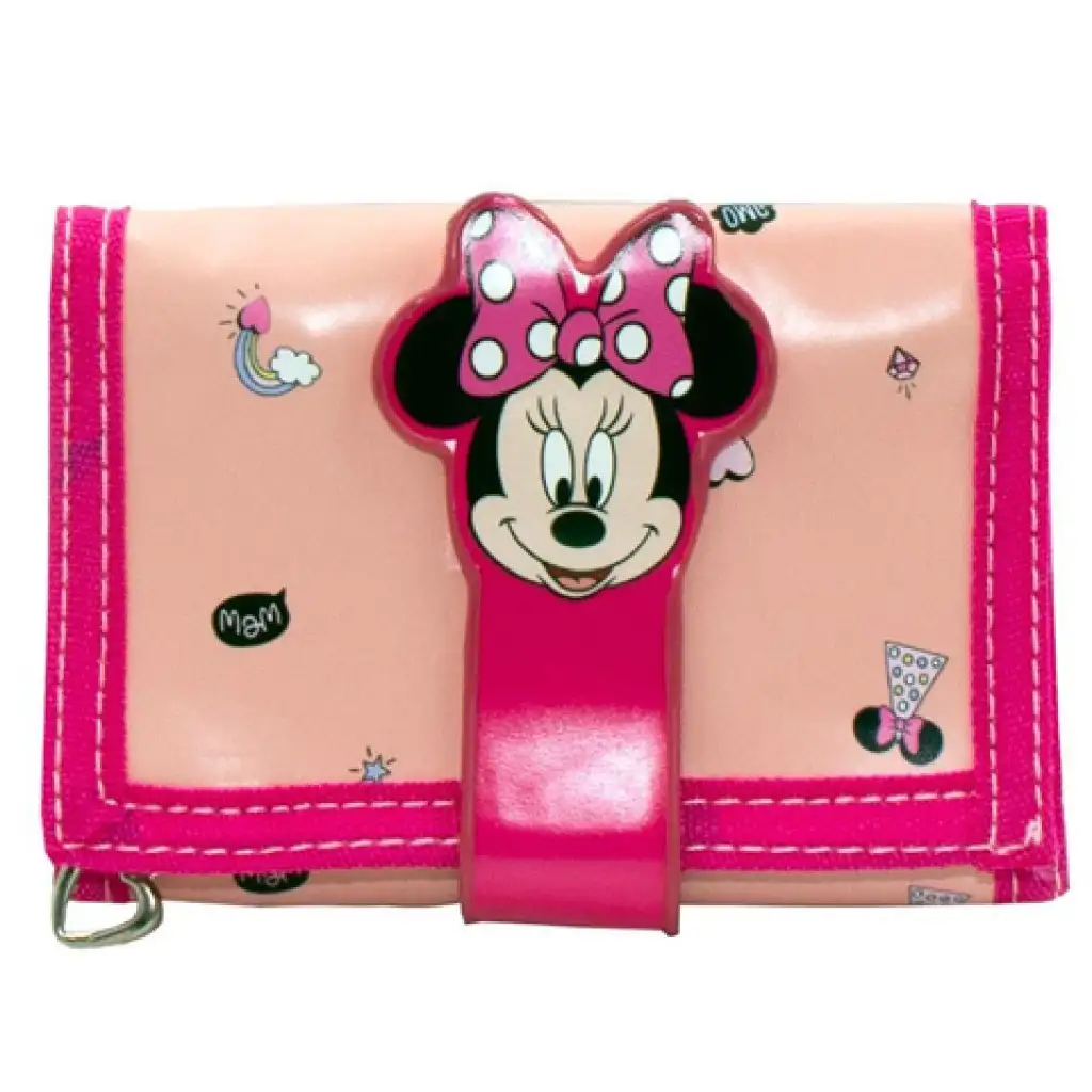Портмоне с Minnie мишка в прасковено-розов цвят 13x8x26cm изображение 1