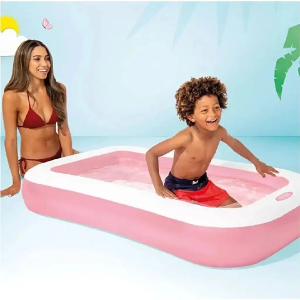 Правоъгълна розова детска басейн 166x100x25см - Intex изображение 2