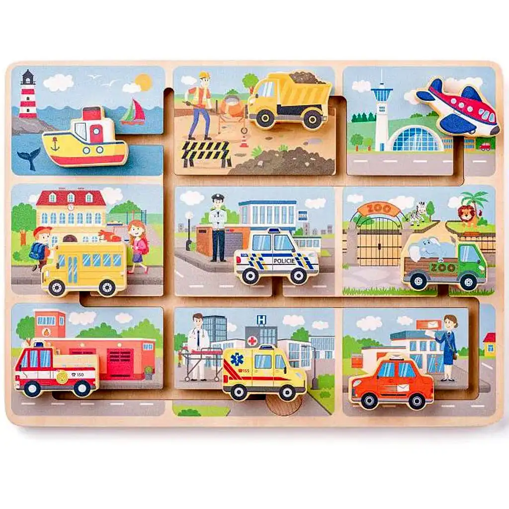Превозни средства в лабиринта развиваща играчка - Woodyland изображение 1