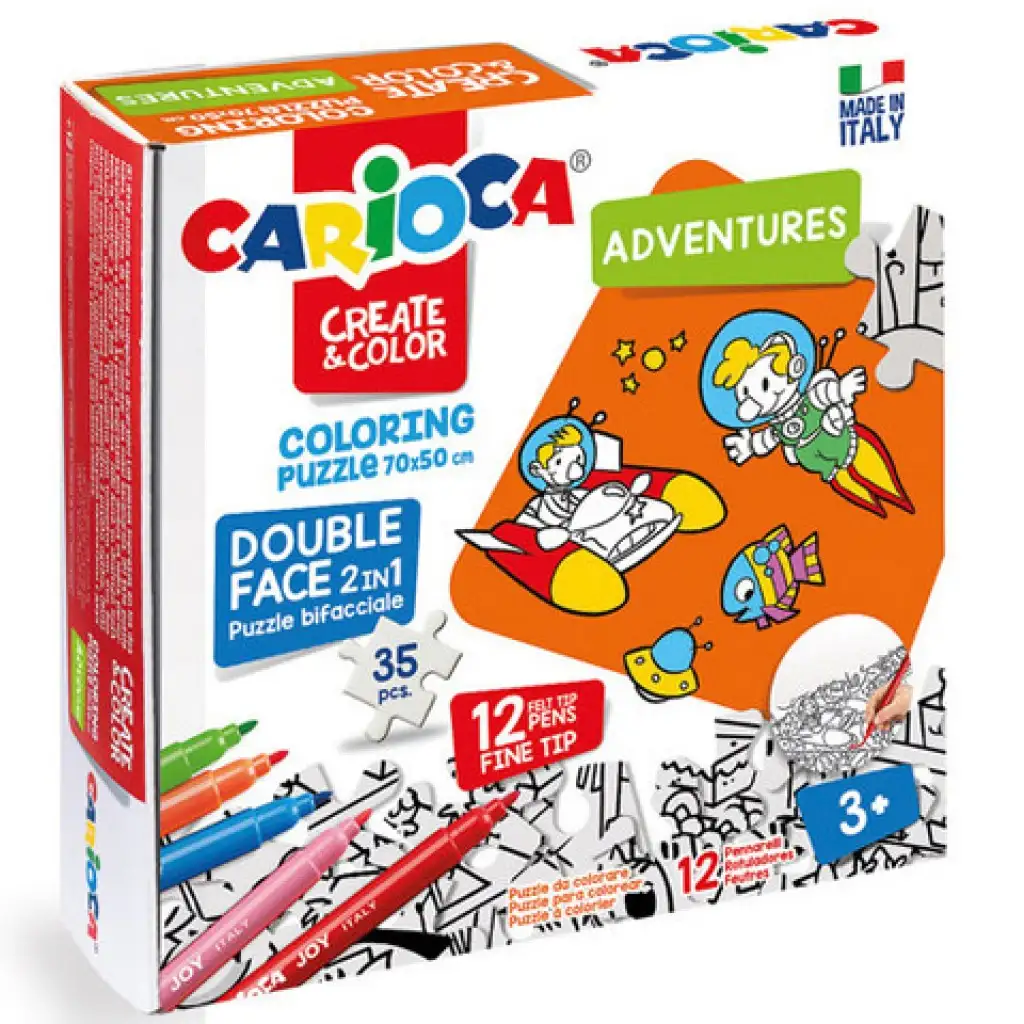 Приключенски цветен двустранен пъзел 12бр флумастери - Carioca изображение 1