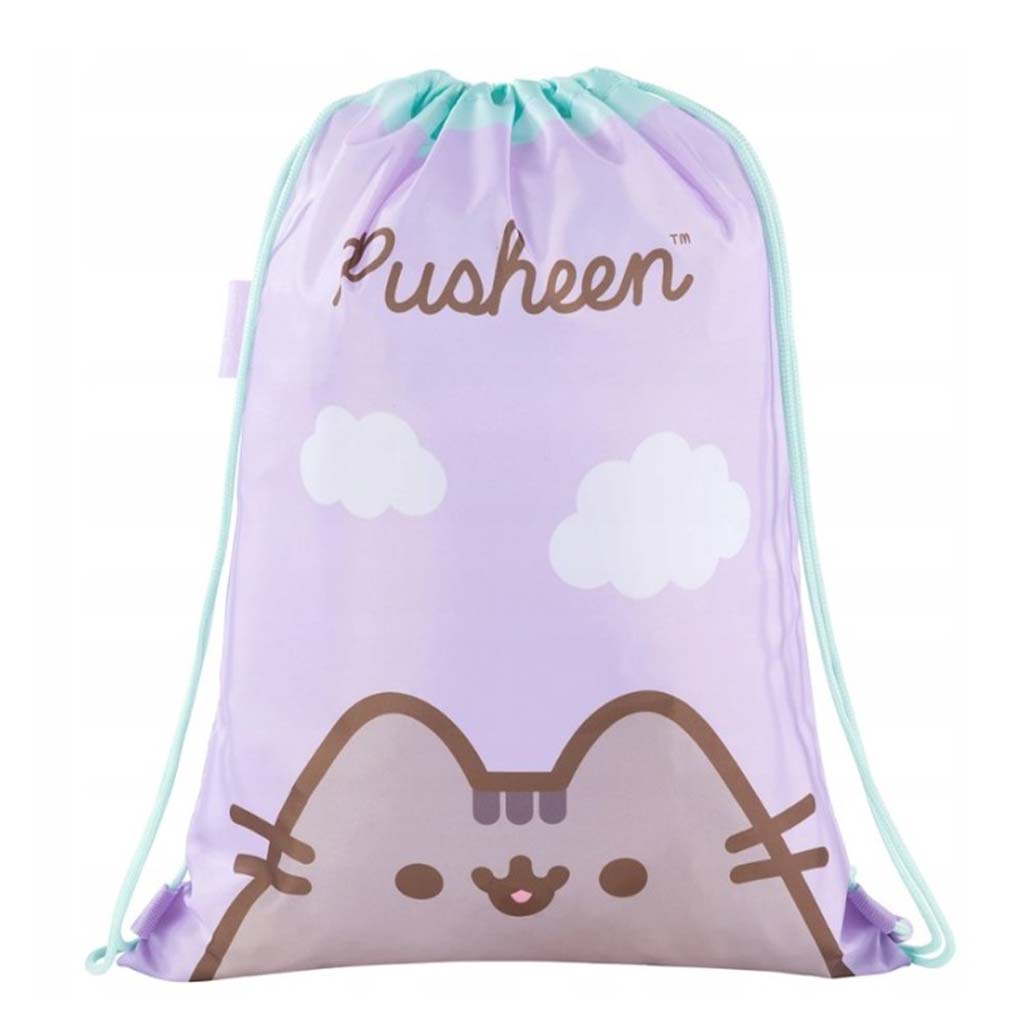 Pusheen лилав спортен сак, спортна чанта 43x34см изображение 1