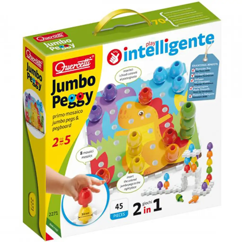 Quercetti: Jumbo Мозайка с щифтчета 2 в 1 45бр. комплект изображение 1