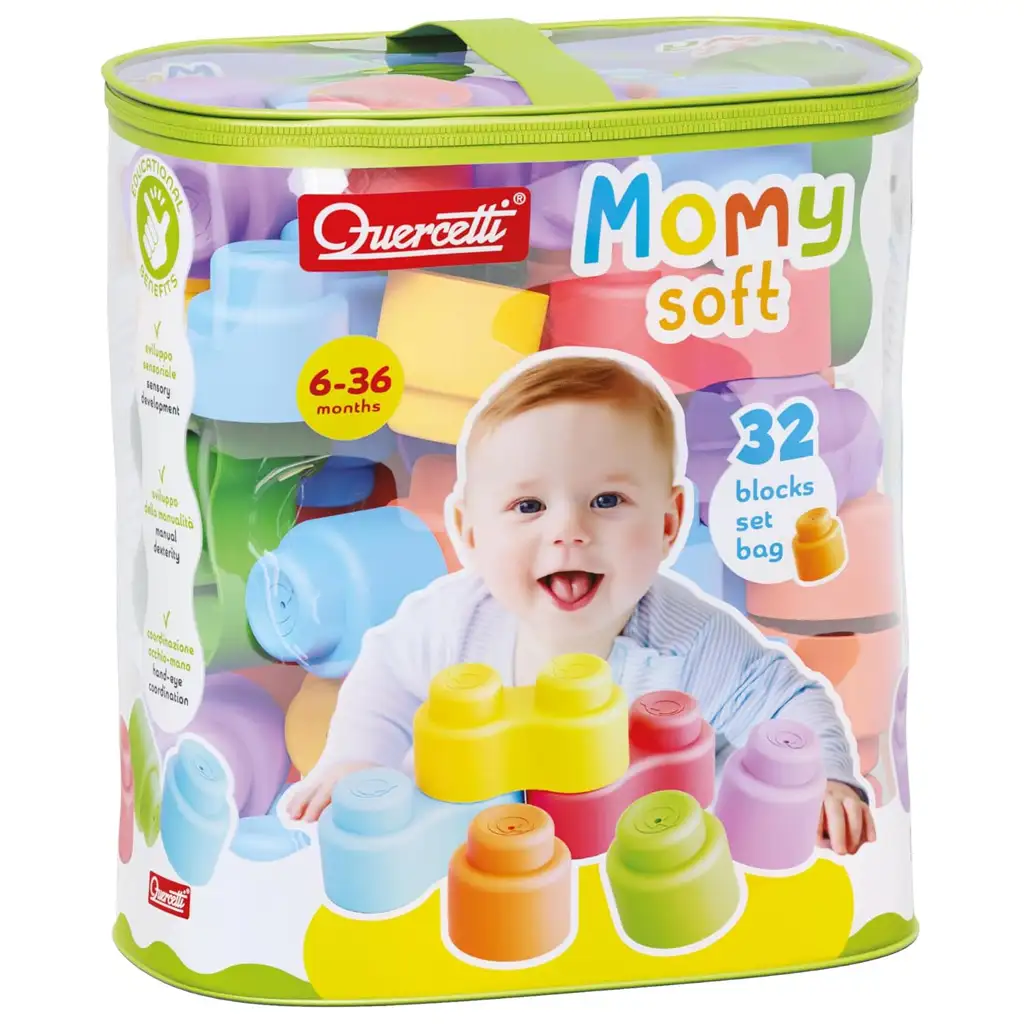 Quercetti: Momy Soft 32 бр. меки строителни блокчета изображение 1